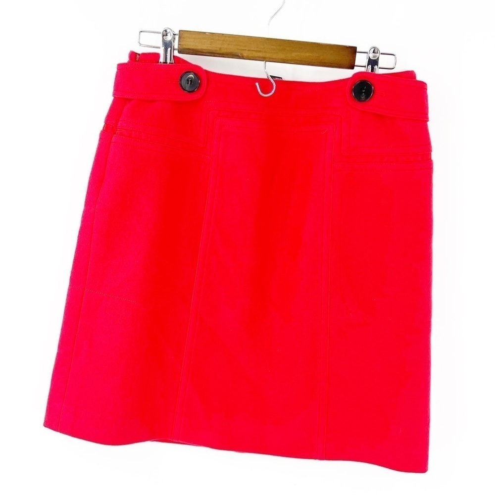 ✅ PER SE RED WOOL SKIRT WITH‎ BUTTONS SIZE 10